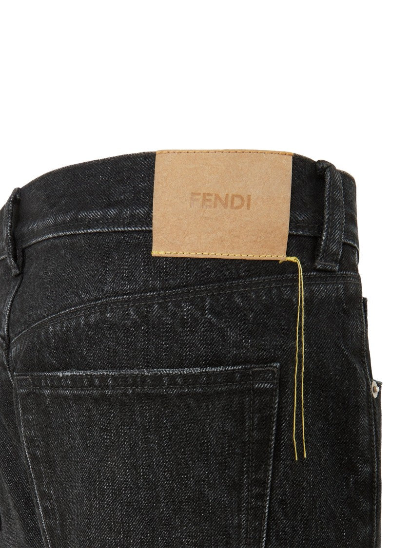 Fendi Regular-Fit Five-Pocket Black Denim Jeans