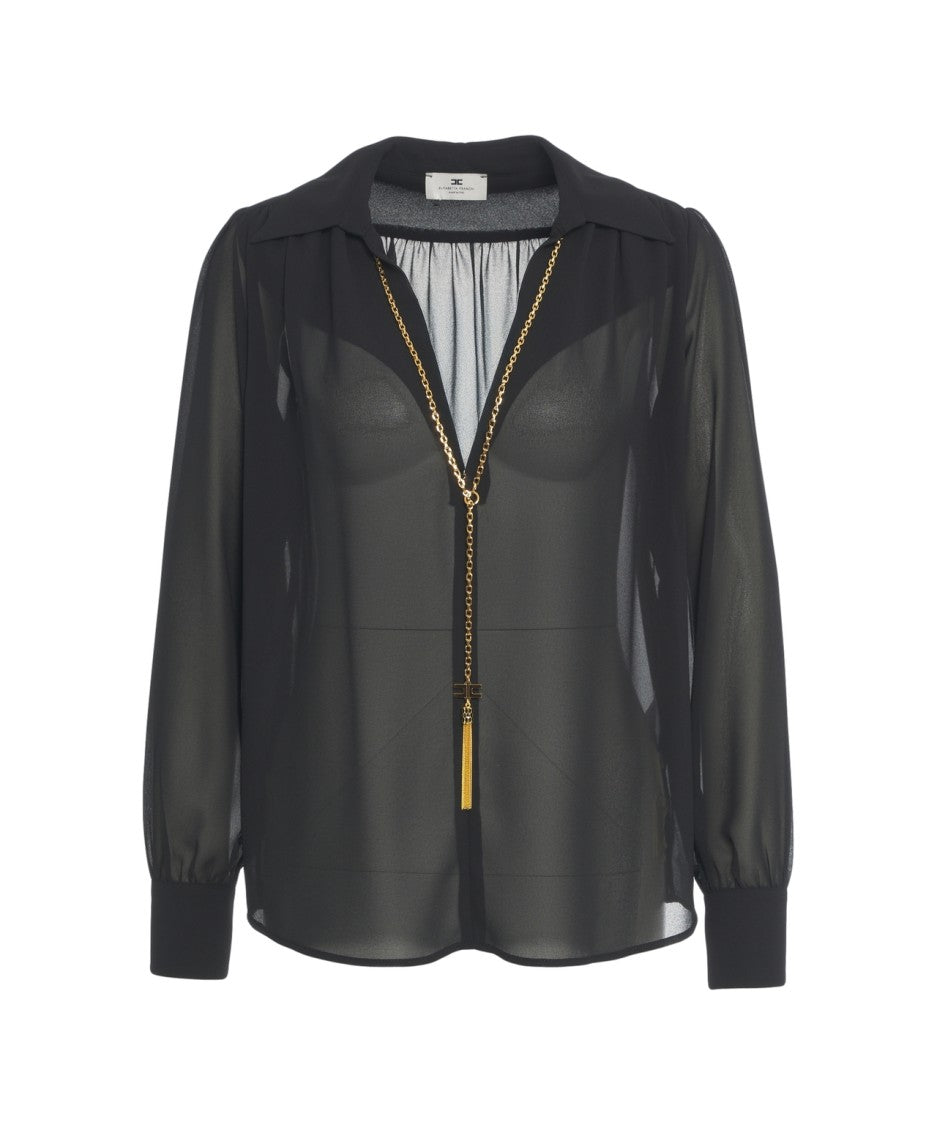 Elisabetta Franchi Fluid Black Blouse
