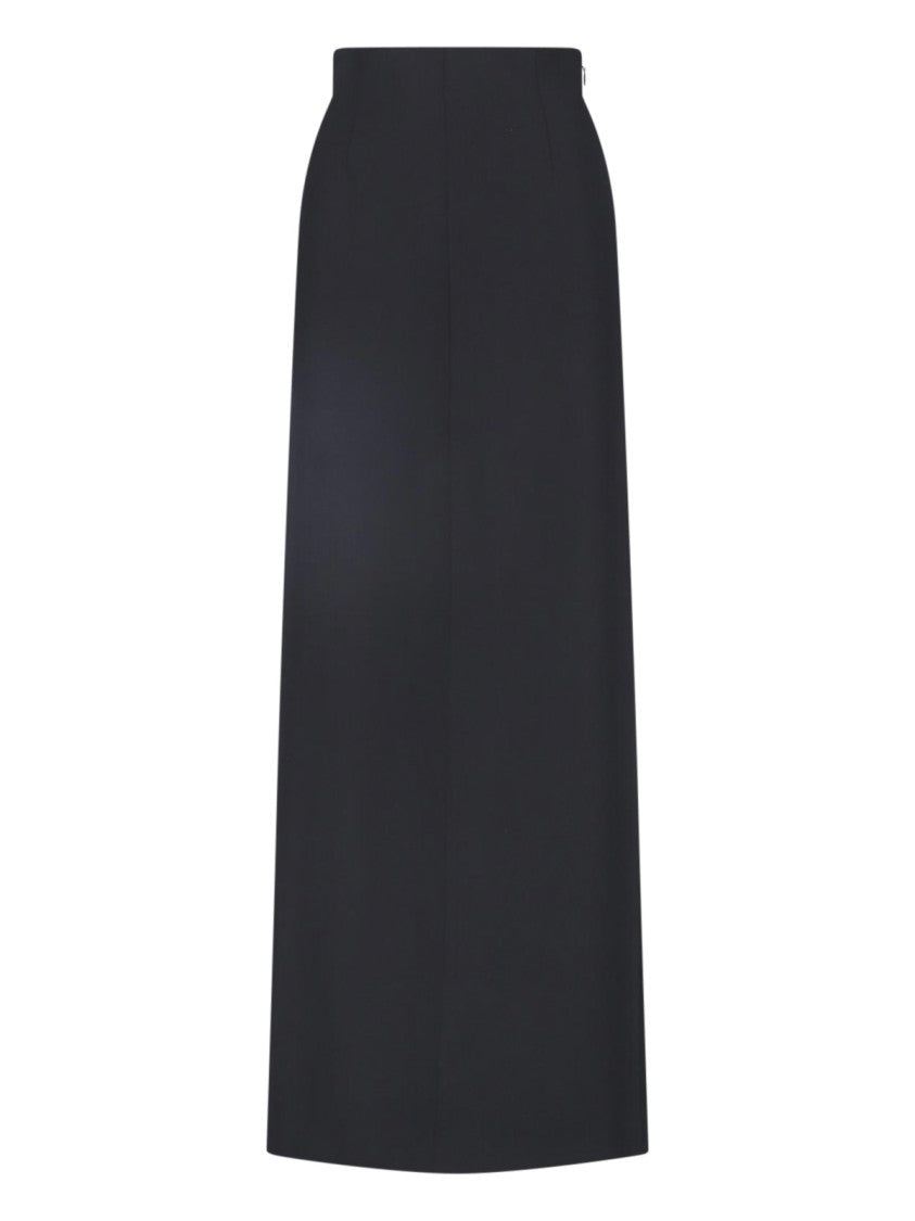 Maison Margiela Black Virgin Wool Split Maxi Skirt