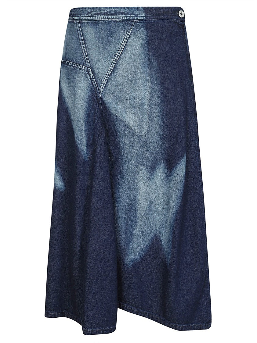 Yohji Yamamoto Triangle Gusset Denim Skirt With Light
