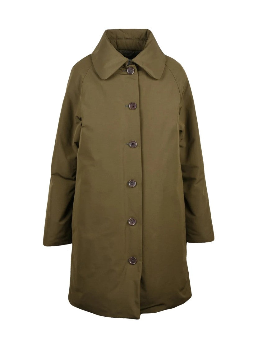 Aspesi Mid-Length Green Coat With Button Closure And Padded Interior