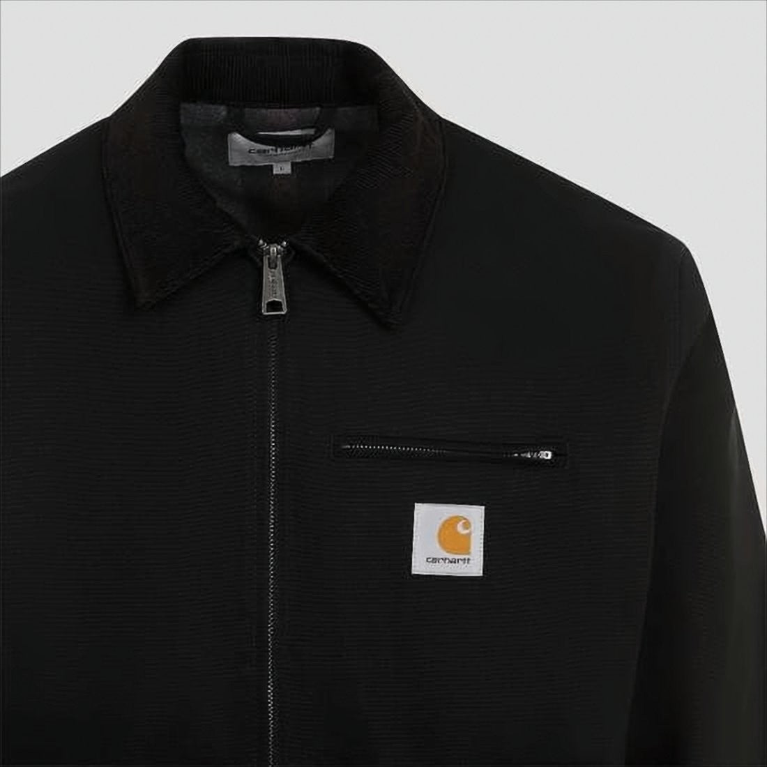 Carhartt Wip Black Zip-Up Jacket With Corduroy Collar