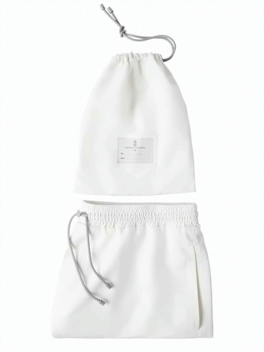 Brunello Cucinelli White Swim Shorts With Adjustable Waistband
