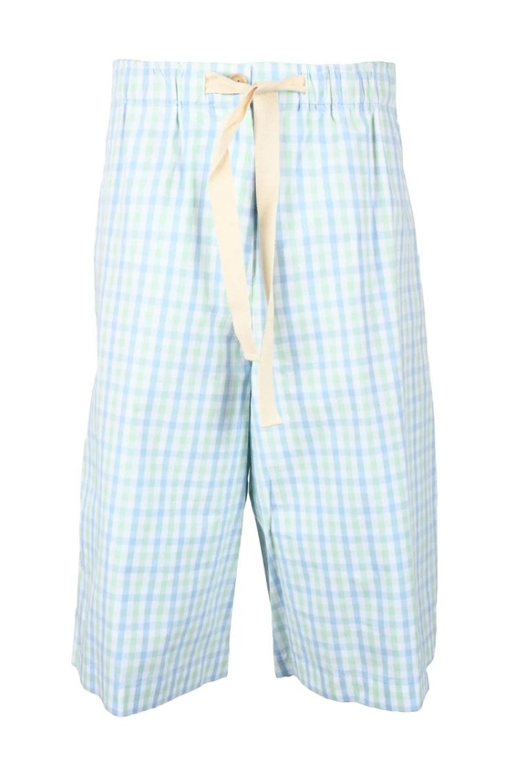 Semi Couture Relaxed Fit Checkered Trousers With Beige Drawstring