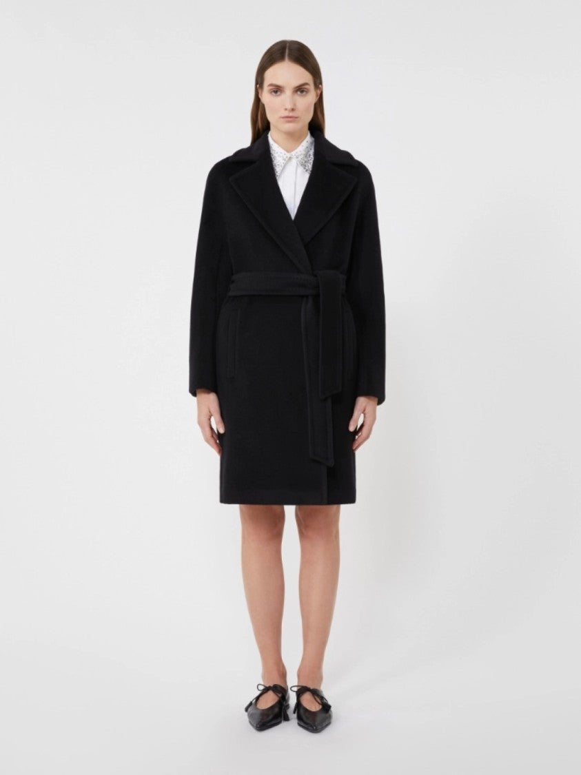 Max Mara Classic Tailored Black Virgin Wool Coat