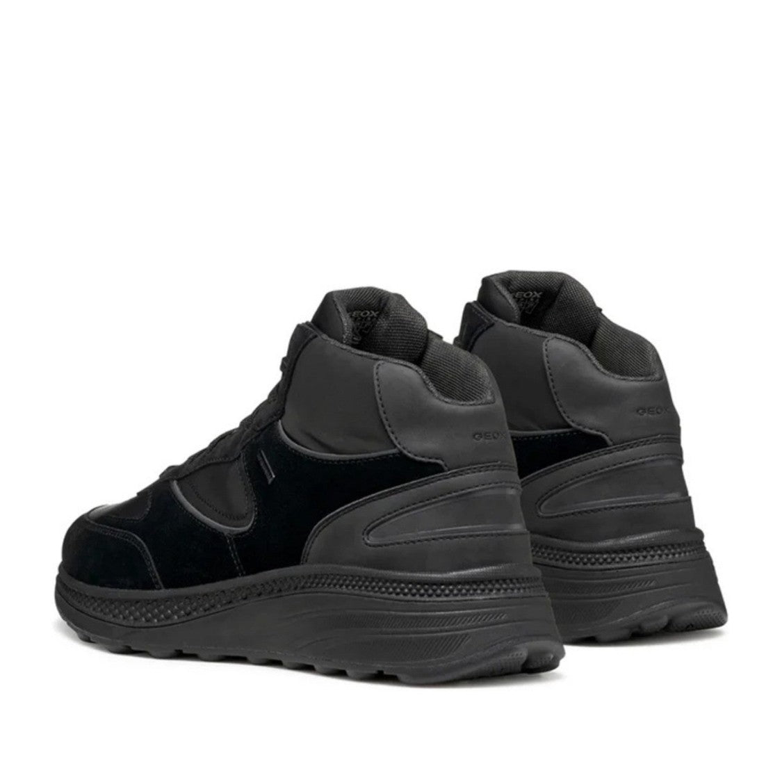 Geox Spherica Actif Black Mid-Top Suede Sneakers