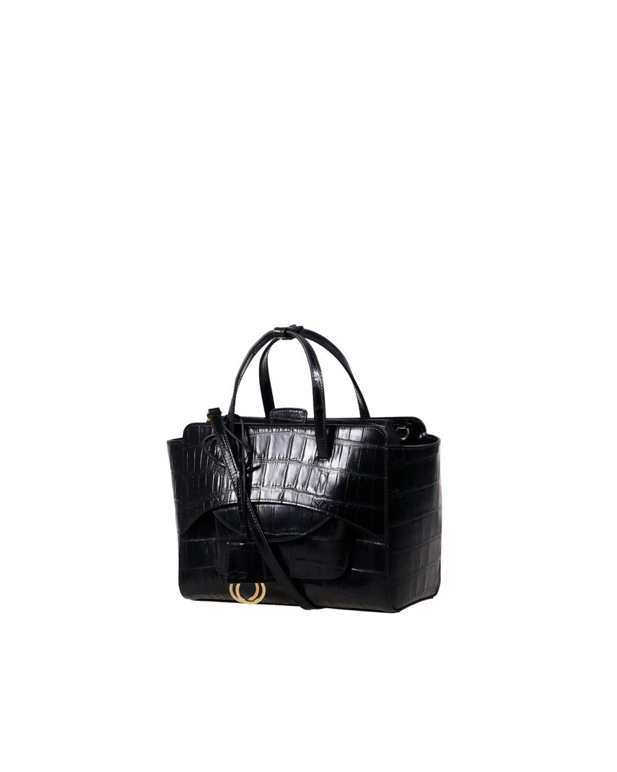Hidesins Structured Crocodile-Embossed Leather Shoulder Bag