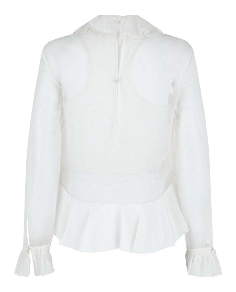 Givenchy Cropped Silk Blouse With Ruffles