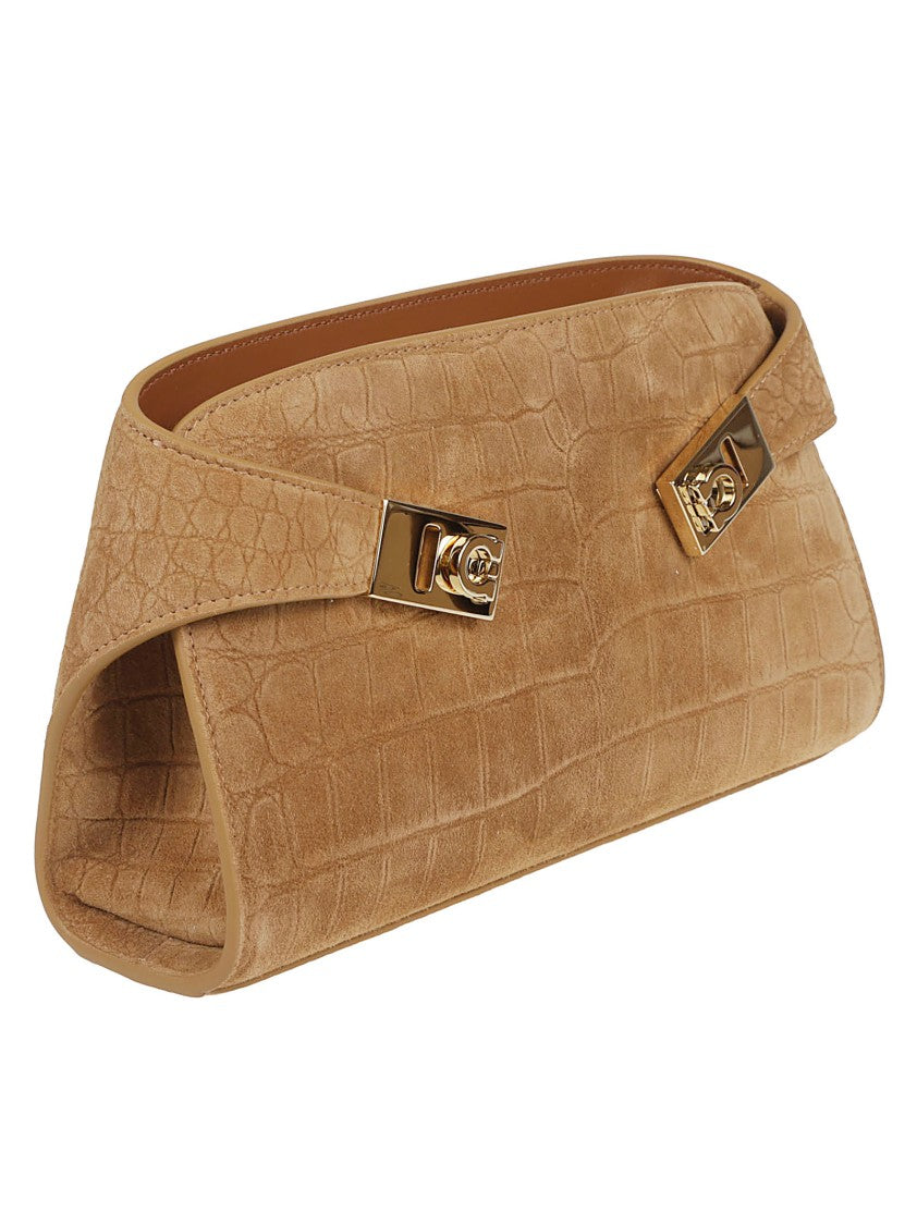 Ferragamo Suede Mini Bag With Crocodile Print