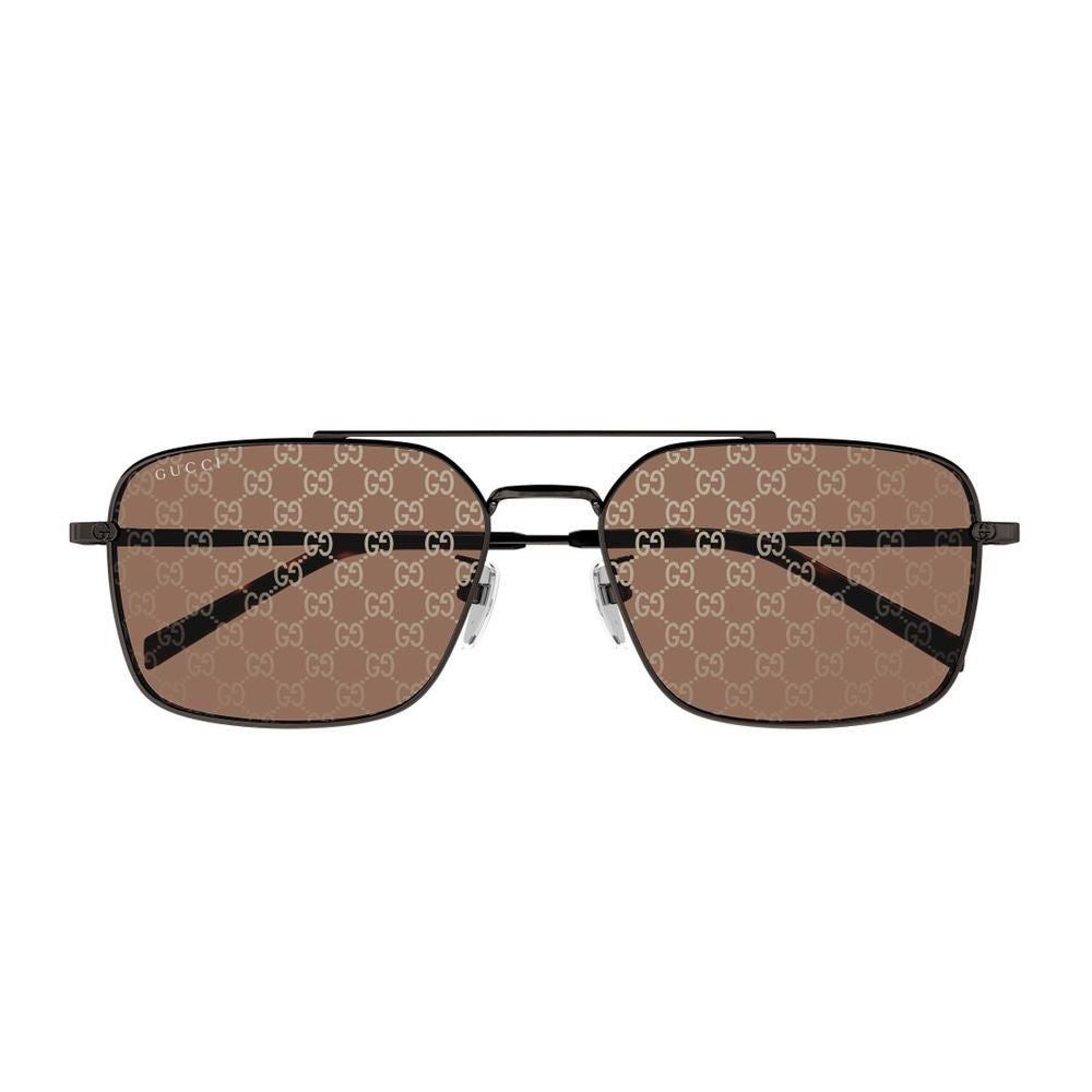 Gucci Gg1957sa Institutional Logo Line Caravan-Shape Gunmetal Sunglasses