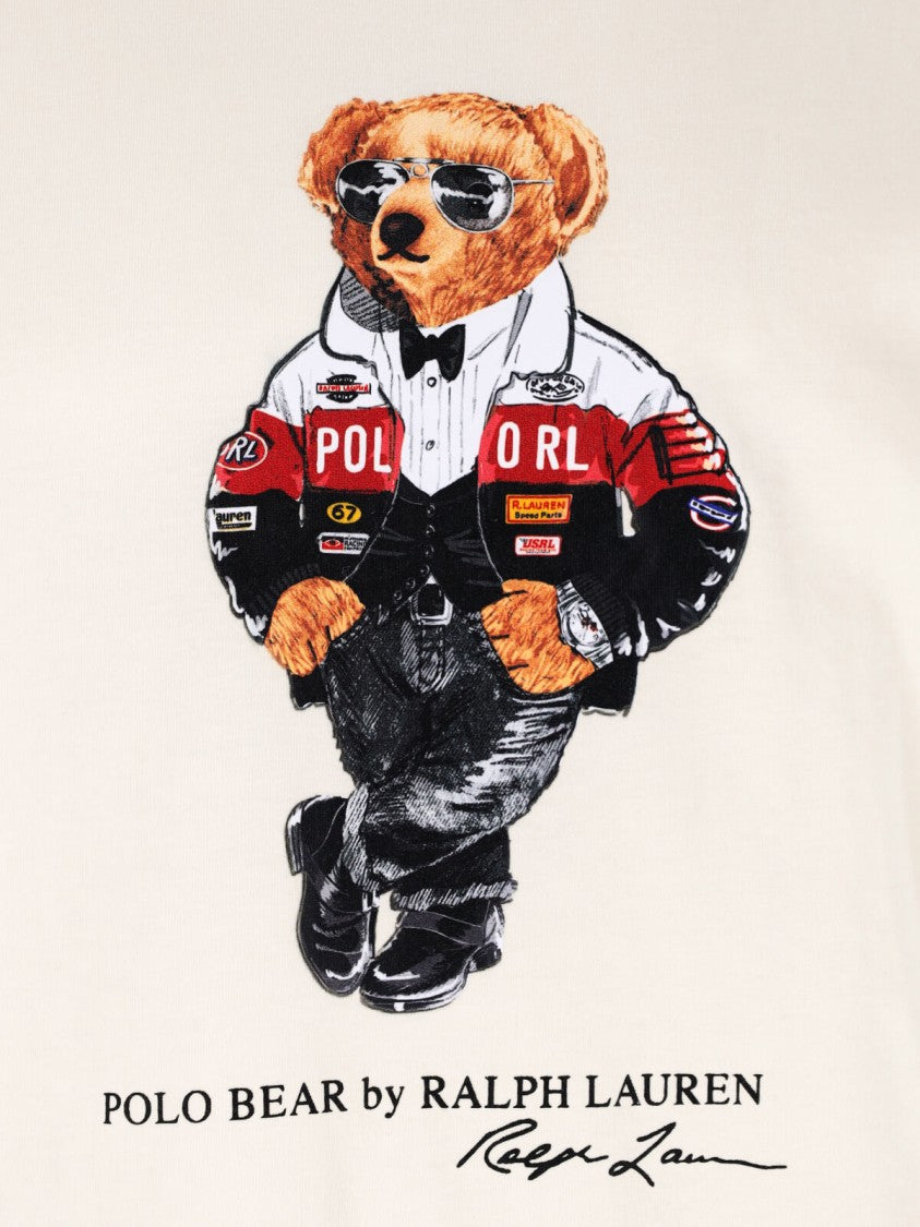 Polo Ralph Lauren Cream Polo Bear Print Cotton T-Shirt
