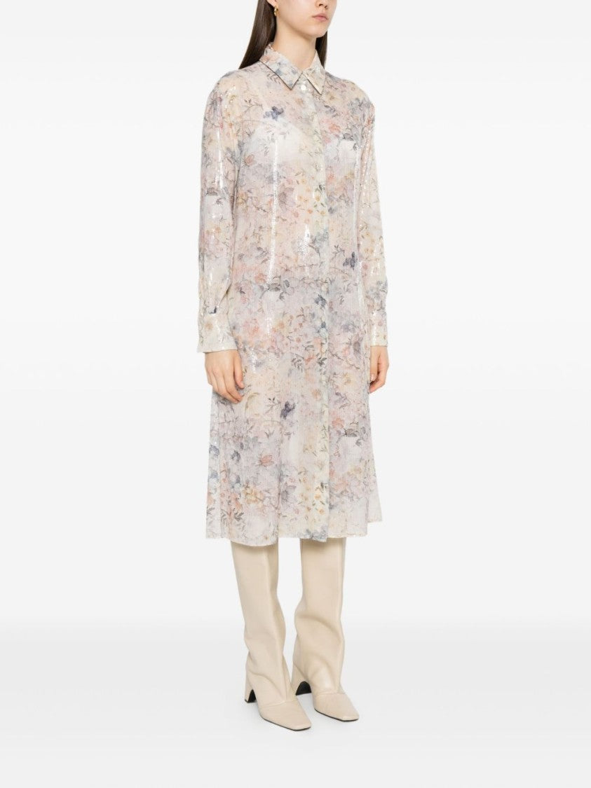 Golden Goose Floral Midi Dress With Subtle Shimmer