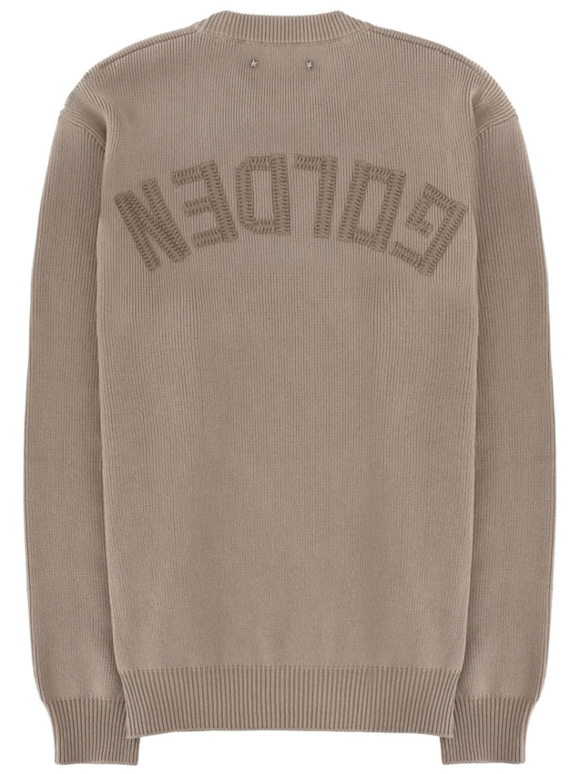 Golden Goose Neutrals Ribbed Crewneck Cotton Sweater