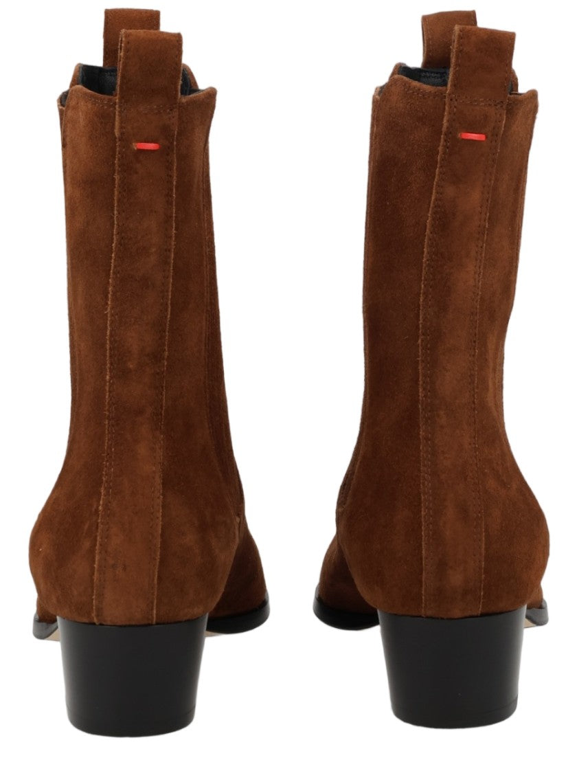 Aeydē Brown Cow Suede Ankle Boots