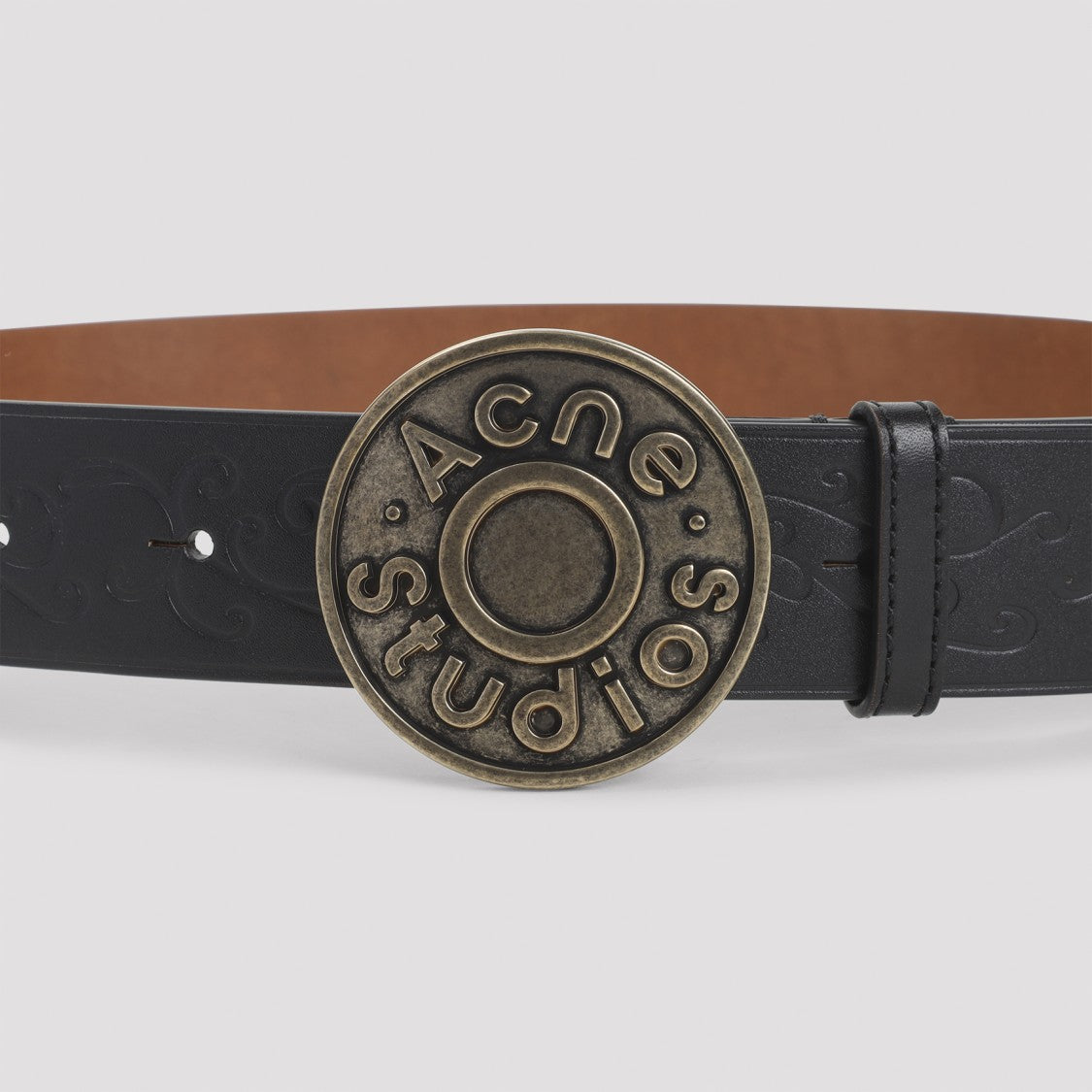 Acne Studios Smooth Leather Belt With Antique-Finish Buckle And Decorative Patterns