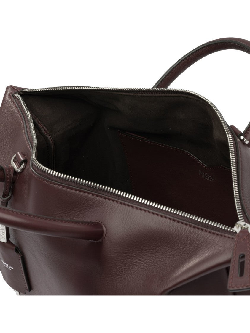 Max Mara Burgundy Calfskin Leather Satchel Handbag
