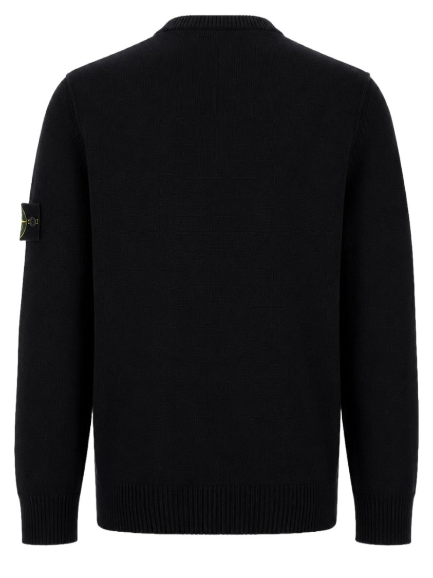 Stone Island Classic Black Sweater With Distinctive Patch Detail