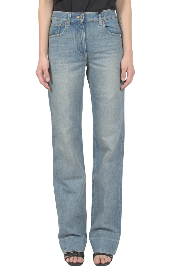 Valentino Blue Light Wash Cotton Wide-Leg Jeans