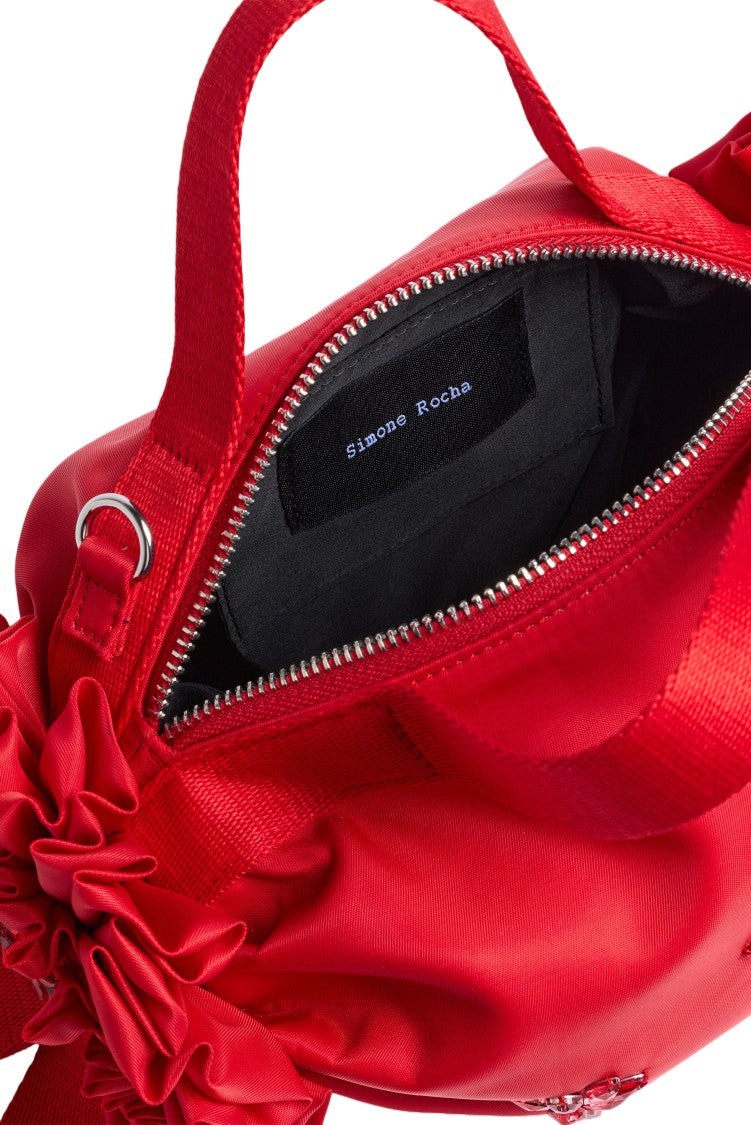 Simone Rocha Mini Double Ribbon Rosette Handbag With Beaded Embellishments