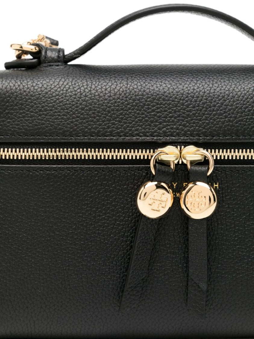 Tory Burch Textured Black Leather Shoulder Bag