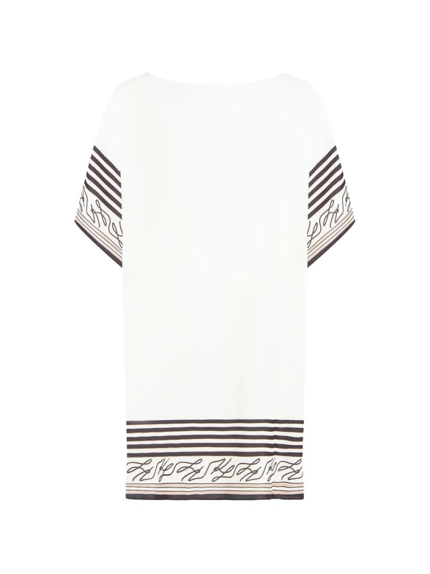 Karl Lagerfeld Cream Beach Cover-Up With Striped Borders