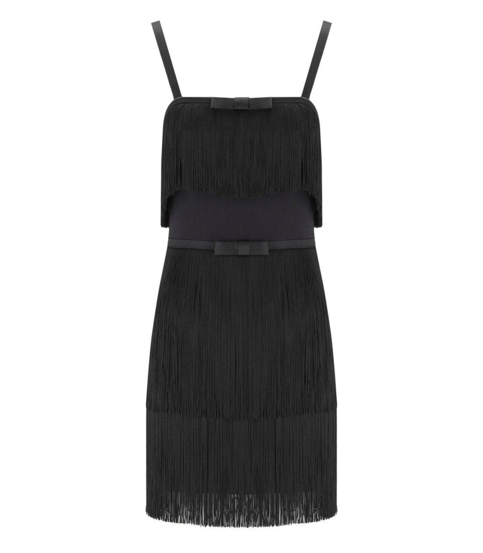 Elisabetta Franchi Black Fringed Dress