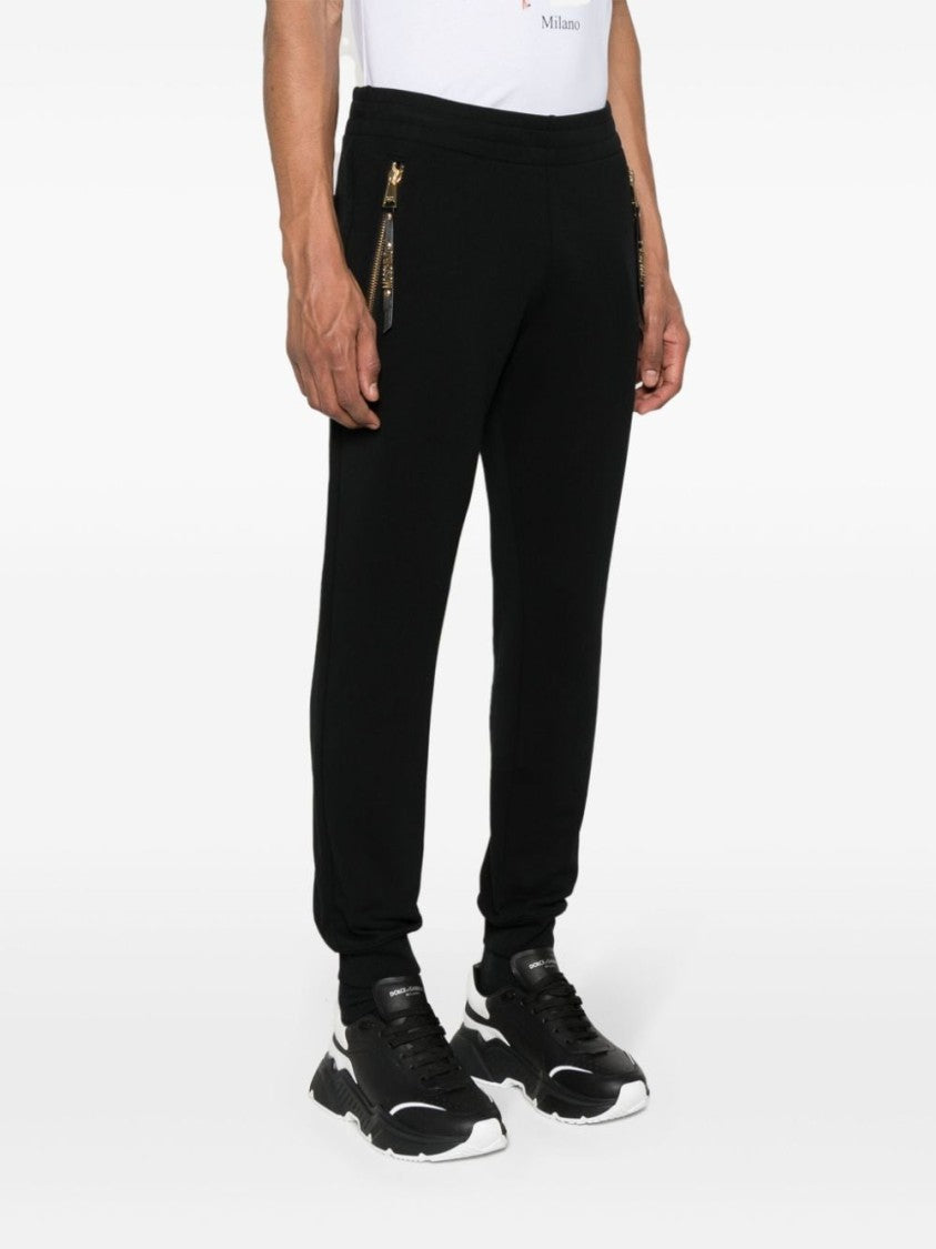 Moschino Black Cotton Jersey Trousers