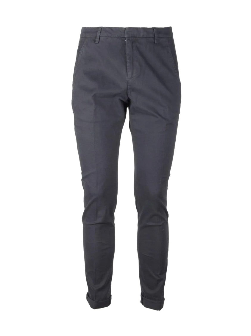 Dondup Slim Fit Cotton Elastane Trousers With Tapered Leg And Cuffed Hems
