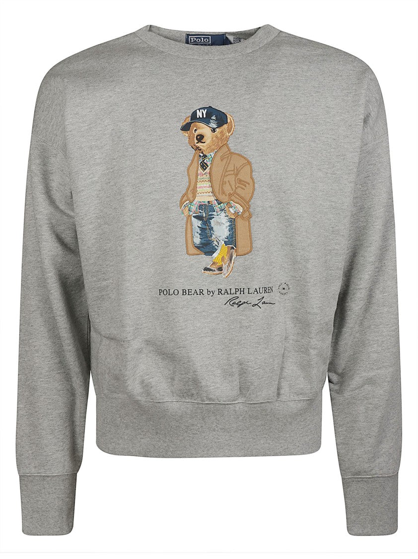 Polo Ralph Lauren Grey Bear Graphic Crewneck Sweatshirt