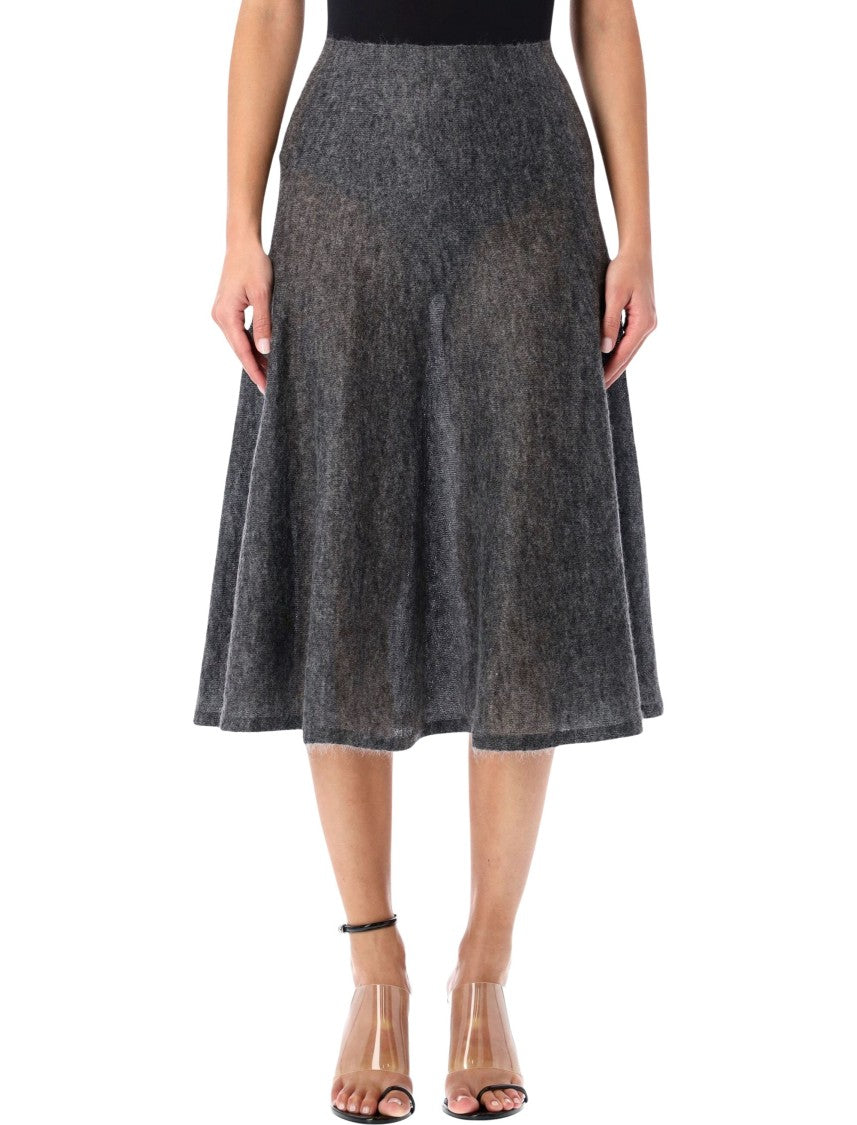 Alaïa Alaïa Grey Mohair Circular Midi Skirt