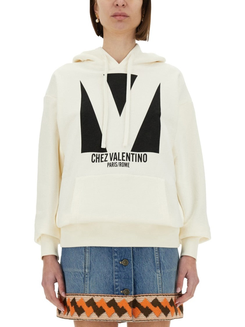 Valentino Cotton Hoodie With Large Graphic Print