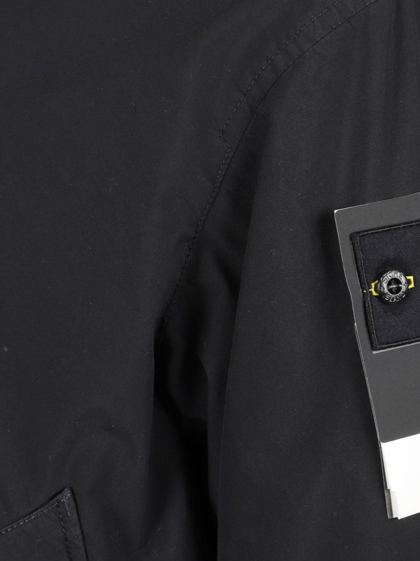 Stone Island Cropped Black Jacket With Classic Collar