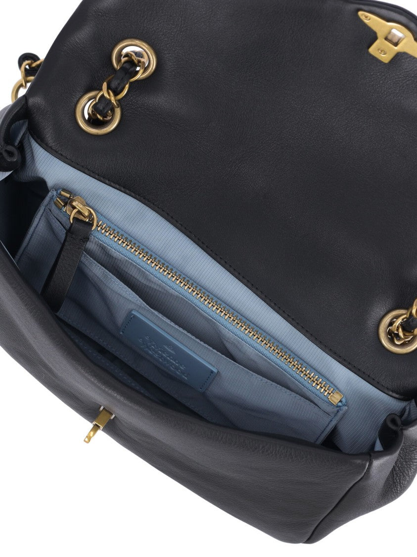 Vivienne Westwood Structured Black Leather Bag With Gold-Tone Clasp