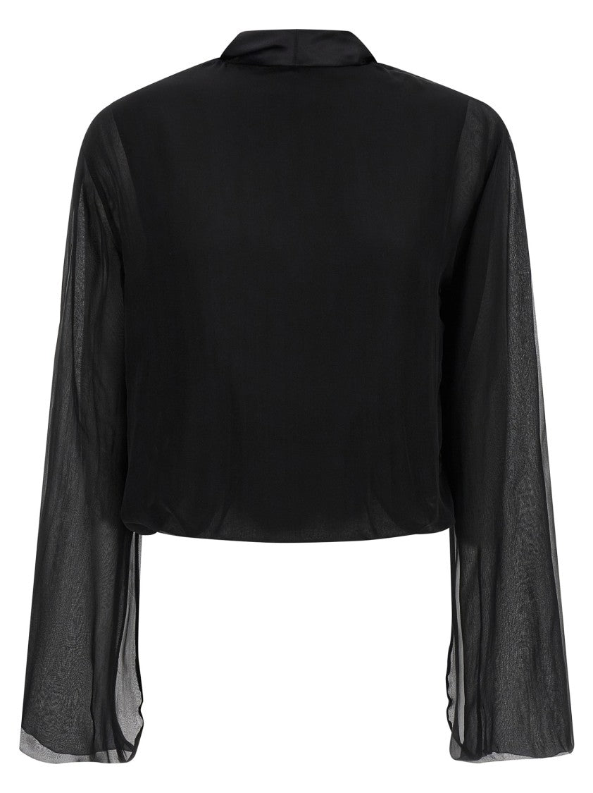 Alberta Ferretti Reversible Silk Chiffon Shirt With Unique Crossed Closure