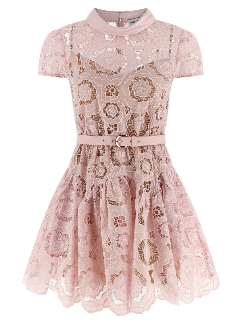 Self-Portrait 'Pink Floral Lace Mini' Dress