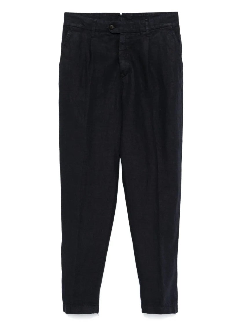 Eleventy Navy Blue Linen Trousers
