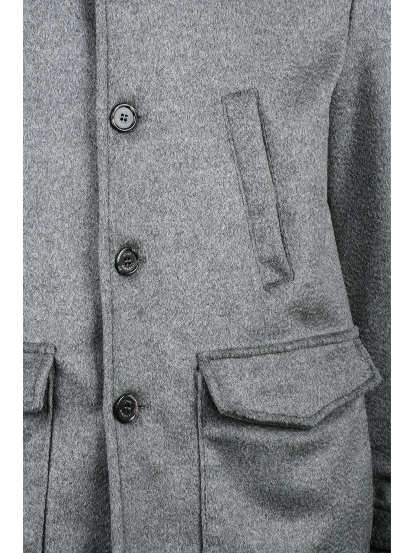 Luigi Borrelli Napoli Grey Wool-Alpaca Caban Jacket