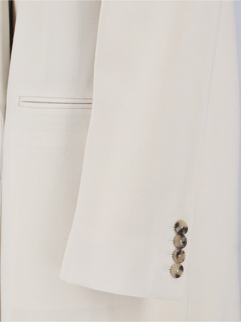 Calvin Klein Double-Breasted White Wool Coat
