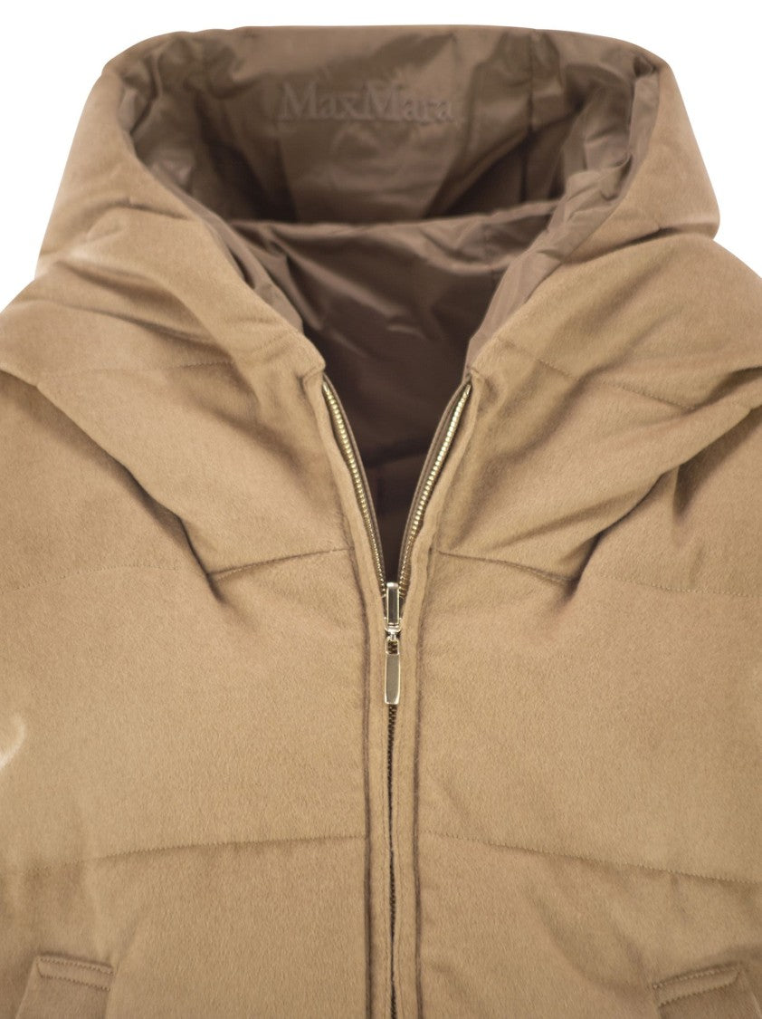 Max Mara Delfy Reversible Padded Waistcoat In Camel