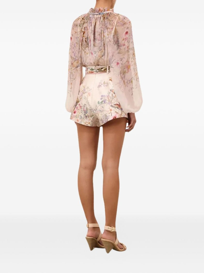 Zimmermann Cream Floral Print Viscose Blouse