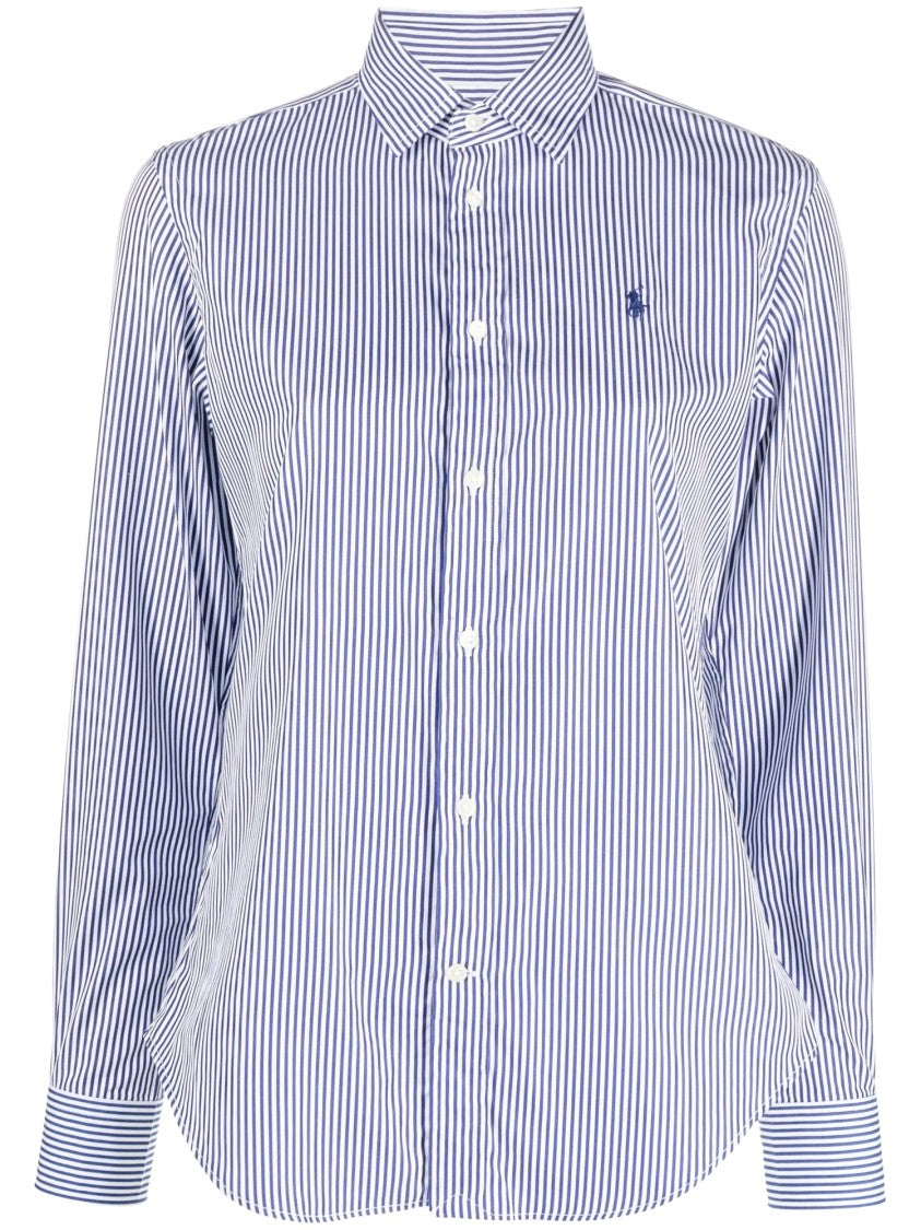 Polo Ralph Lauren Blue Cotton Striped Logo Shirt