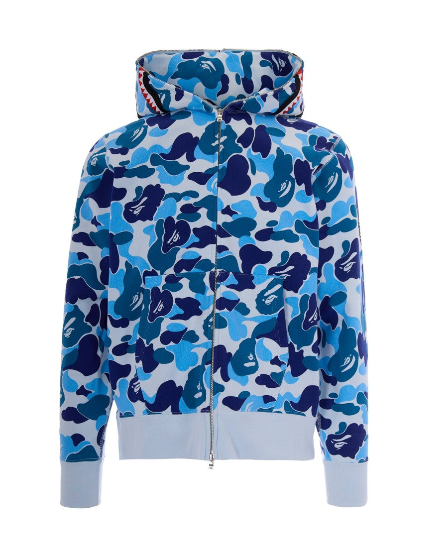 A Bathing Ape Abc Camo 2Nd Shark Full Zip Hoodie In Blue