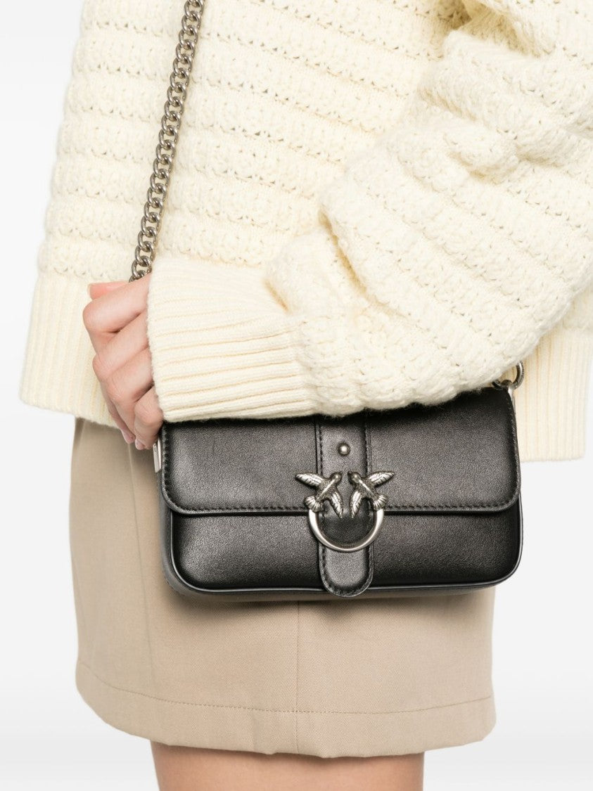 Pinko Rectangular Black Leather Bag