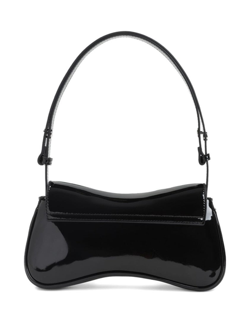 Diesel Black Glossy Curved Magnetic Handbag