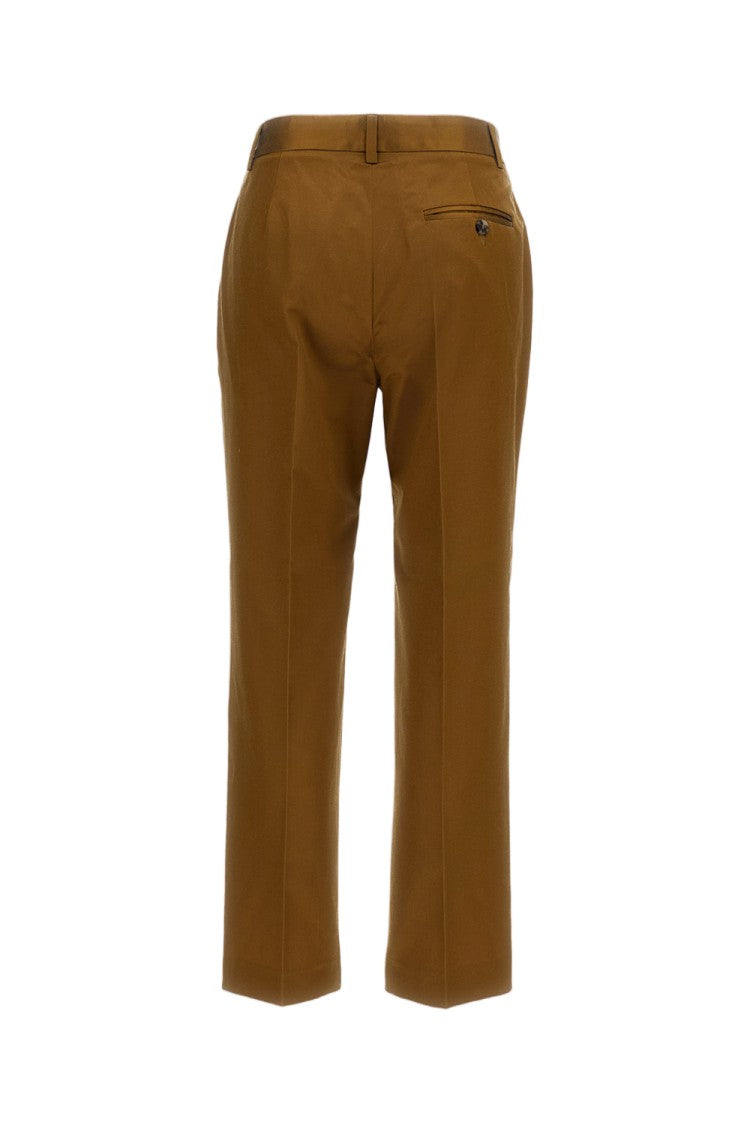 Alberto Biani Brown Silk-Blend Straight-Leg Cropped Pants