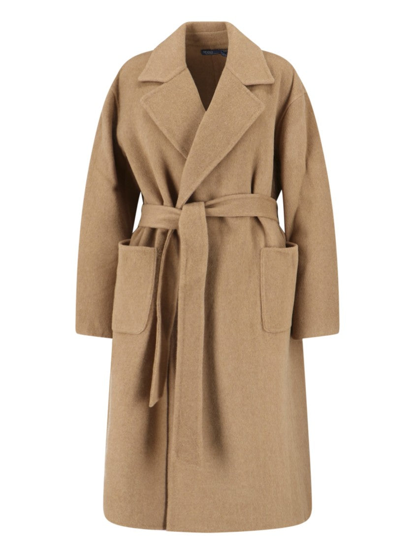 Polo Ralph Lauren Wool Dressing Gown Coat In Beige Wool