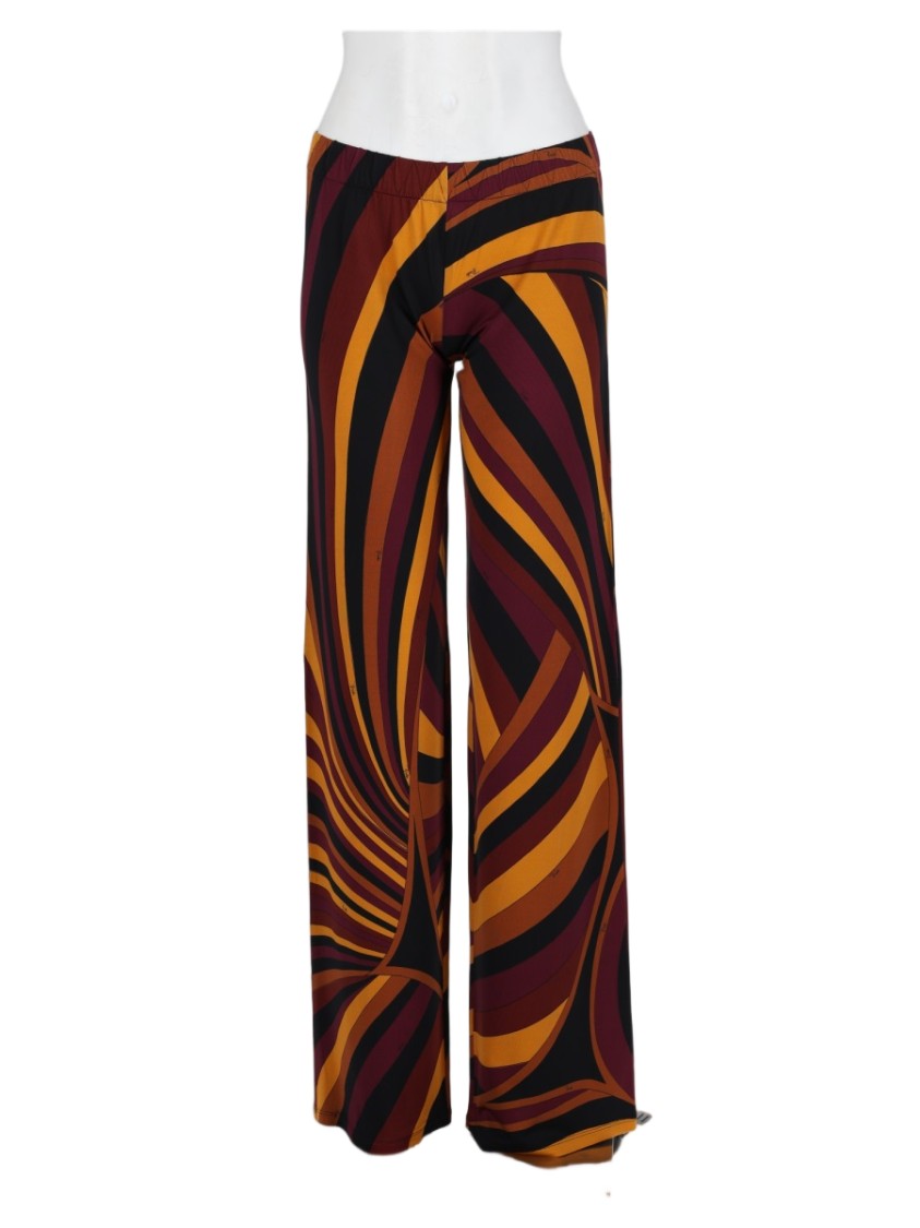 Pucci Burgundy Abstract Pattern Viscose-Blend Wide-Leg Pants
