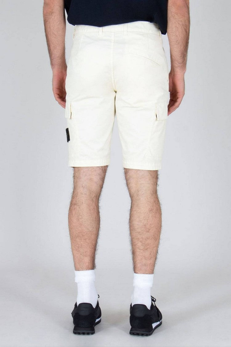 Stone Island Cream Side Badge Cotton-Blend Shorts