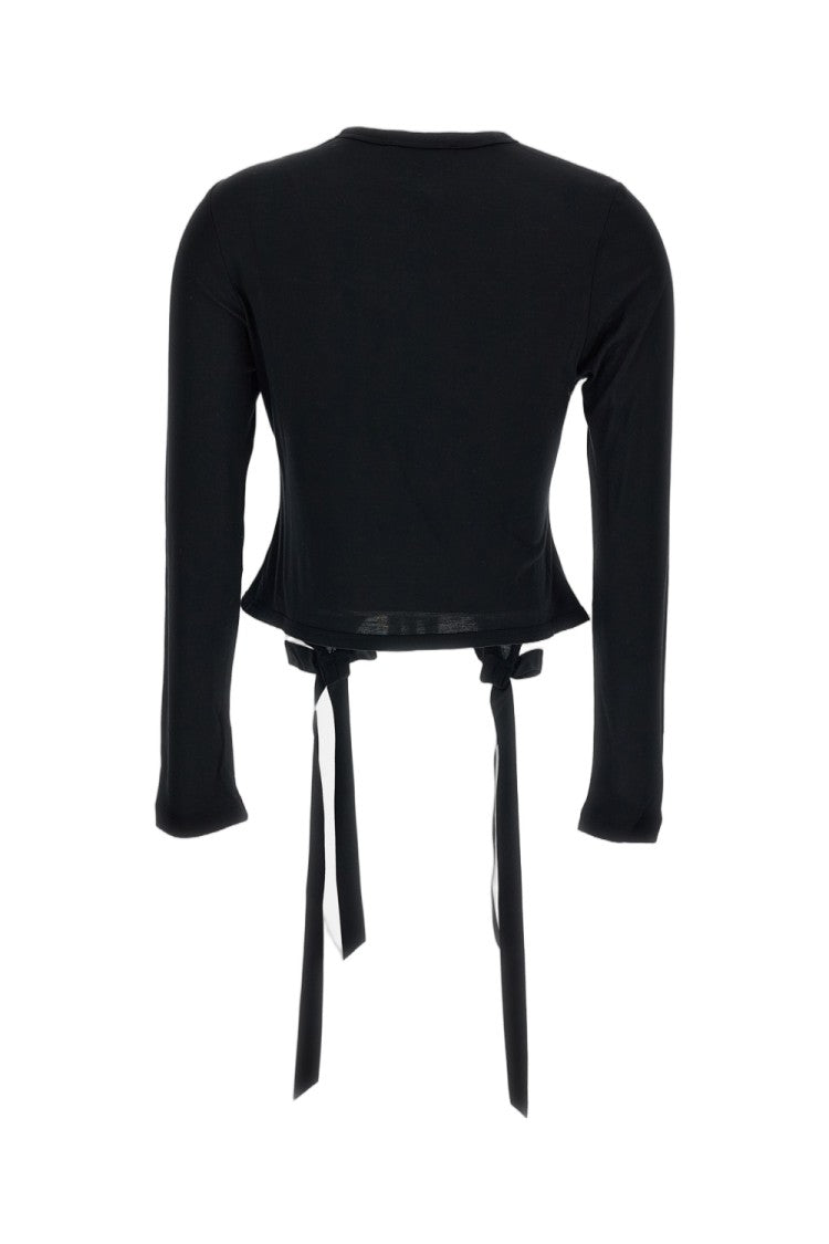 Simone Rocha Black Bow Tail Easy Cropped T-Shirt