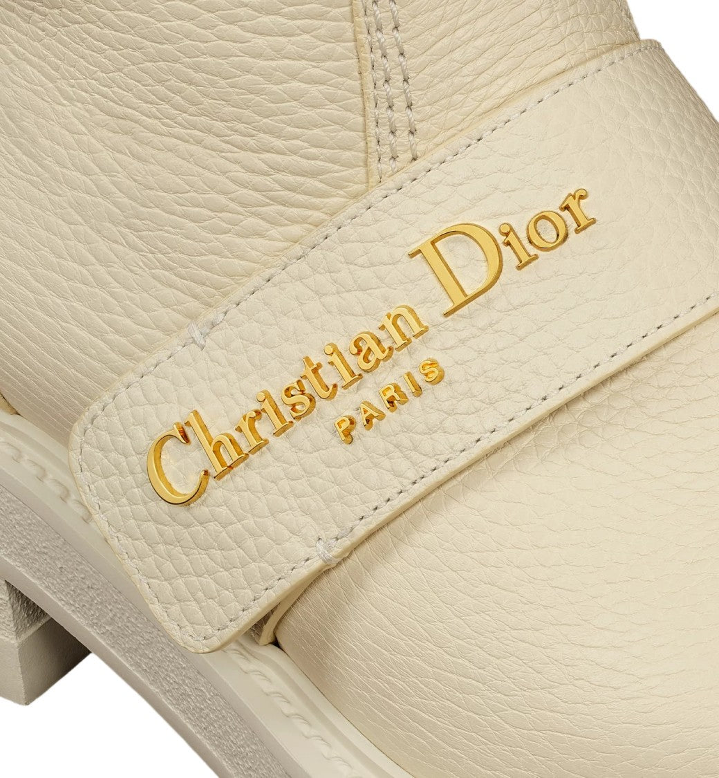 Christian Dior Black Textured Leather Fur Trim Boots